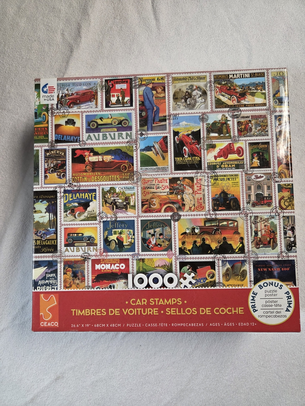 Car Stamps 1000-Piece Jigsaw Puzzle - Multicolor